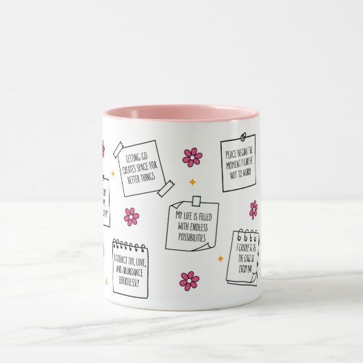 Conception de mug avec bloc-notes d'affirmations (Centre)