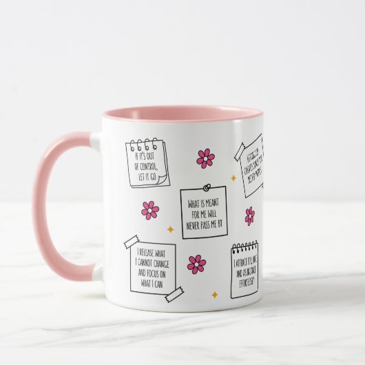 Conception de mug avec bloc-notes d'affirmations (Gauche)