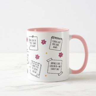 Conception de mug avec bloc-notes d'affirmations