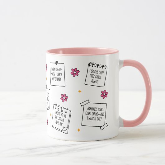 Conception de mug avec bloc-notes d'affirmations (Droite)