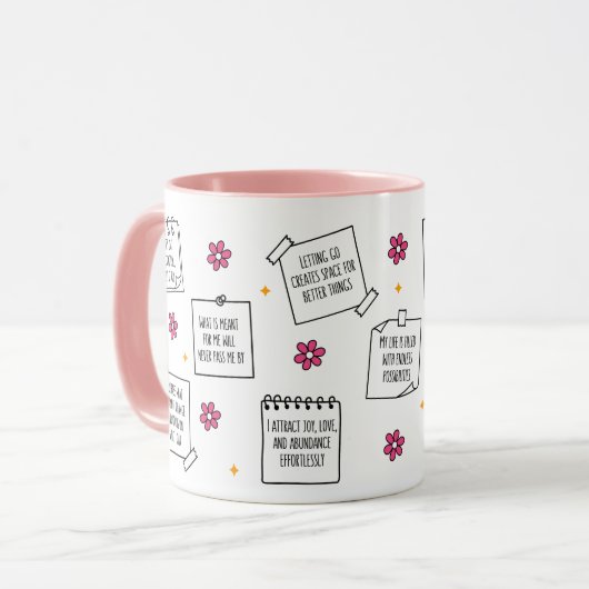 Conception de mug avec bloc-notes d'affirmations (Devant gauche)