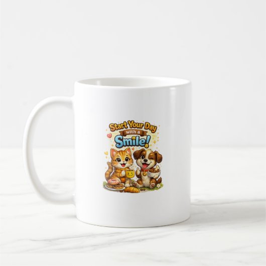 Conception de mug avec un chaton et un chiot migno (Gauche)