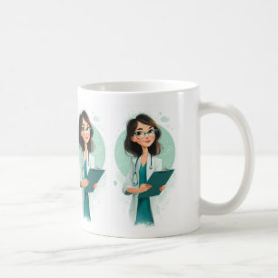 Conception de mug de médecin féminin amical