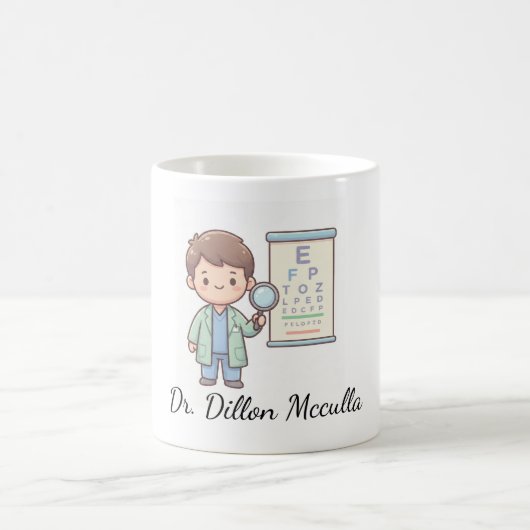 Conception de mug d'optométriste de dessin animé m (Centre)