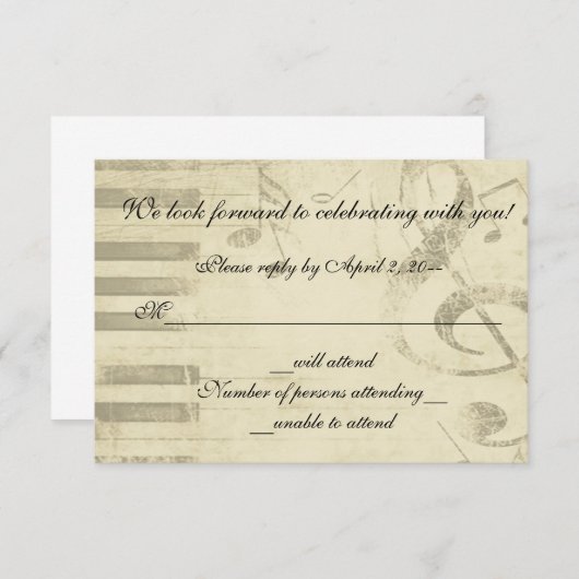 Conception de musique Faire-part de mariage RSVP R (Devant / Derrière)