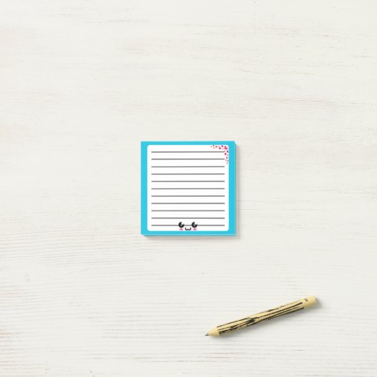 Conception de notes post-it Kawaii joueuse (Sur un bureau)