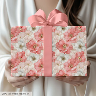 Conception de papier cadeau à l'aquarelle rose et