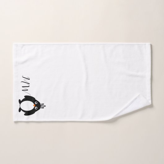 Conception de pingouin monogramme (Serviette à main)