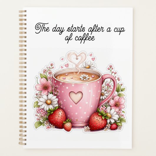 Conception de planner café fraise mignonne (Devant)