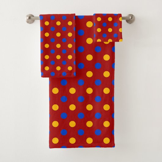 Conception de points polka rouges bleus jaunes (En situation)
