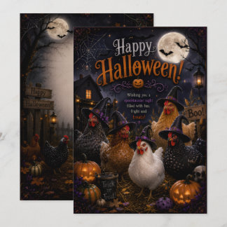 conception de poule carte de halloween recto verso