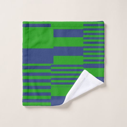 Conception de rayures patchwork bleu vert  (Gant de toilette)