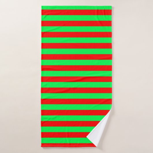 Conception de rayures rouges et vertes (Serviette de bain)