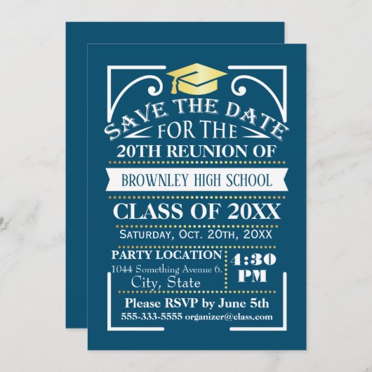 Conception de réunion de classe. invitation (Devant / Derrière)