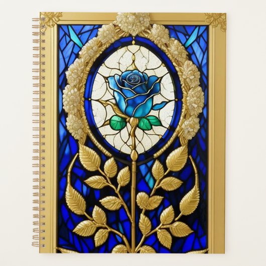 Conception de Rose Bleue en Verre Coloré (Devant)