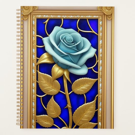 Conception de Rose Bleue en Verre Coloré (Devant)