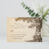conception de RSVP de mariage d'arbre antique vint (Debout devant)