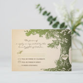conception de RSVP de mariage vintage d'arbre vert (Debout devant)