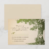 conception de RSVP de mariage vintage d'arbre vert (Devant / Derrière)