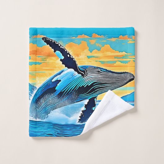 Conception de saut de liberté océanique de baleine (Gant de toilette)