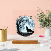 Conception de silhouette d'arbre de lune hurleur d (Mariage)