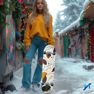 Conception de skateboard minimaliste aux feuilles 