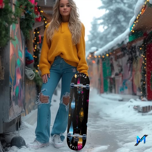 Conception de skateboard rétro atomique coloré