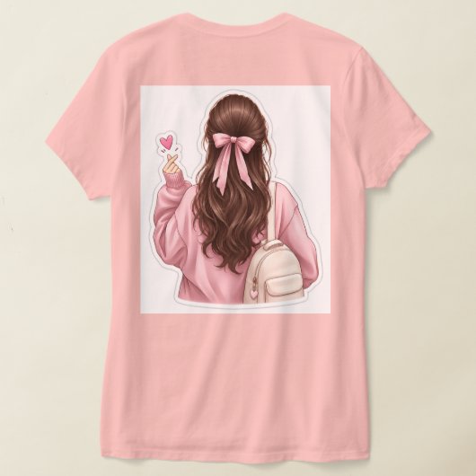 Conception de T-shirt autocollant de fille selfie (Couchage Retour)