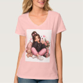 Conception de T-shirt autocollant de fille selfie (Devant)