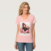 Conception de T-shirt autocollant de fille selfie (Devant entier)