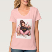 Conception de T-shirt autocollant de fille selfie (Devant)