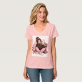Conception de T-shirt autocollant de fille selfie (Devant entier)