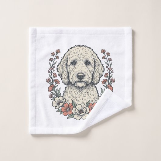 Conception de T-Shirt avec Portrait de Chien Boucl (Gant de toilette)