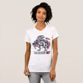 Conception de T-shirt blanc de T-Rex patriotique A (Devant entier)