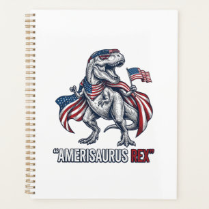 Conception de T-shirt blanc Patriotic T-Rex Ameris