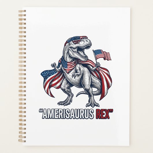 Conception de T-shirt blanc Patriotic T-Rex Ameris (Devant)