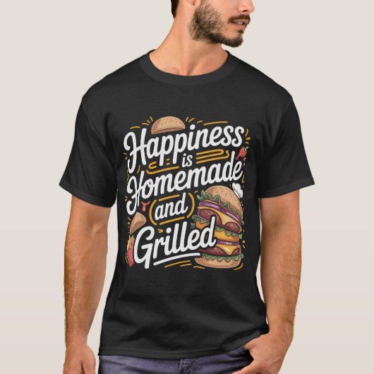 Conception de T-shirt Burger Grillé Fait Maison Bo (Devant)