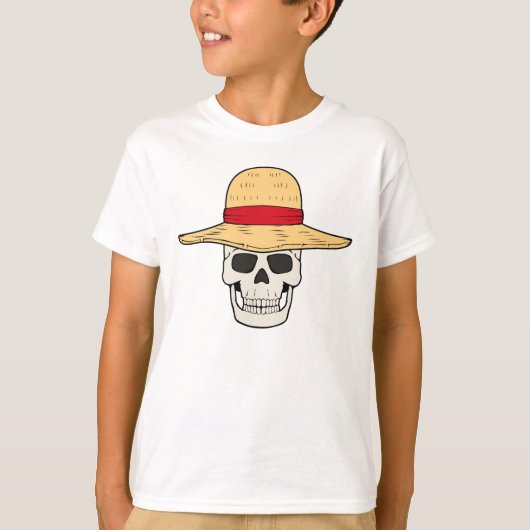 Conception de T-shirt crâne chapeau de paille pour (Devant)