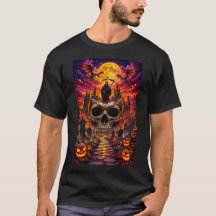 Conception de T-shirt Crâne d'Halloween et Château