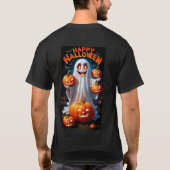 Conception de T-shirt Crâne d'Halloween et Château (Dos)