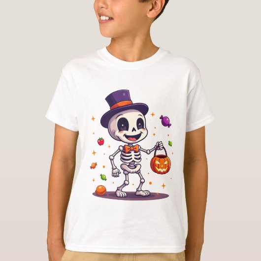 Conception de t-shirt de candy squelette de Hallow (Devant)