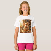Conception de T-shirt de chien mangeant du poulet (Devant entier)