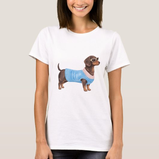 Conception de T-Shirt de Chien Teckel de Mode (Devant)