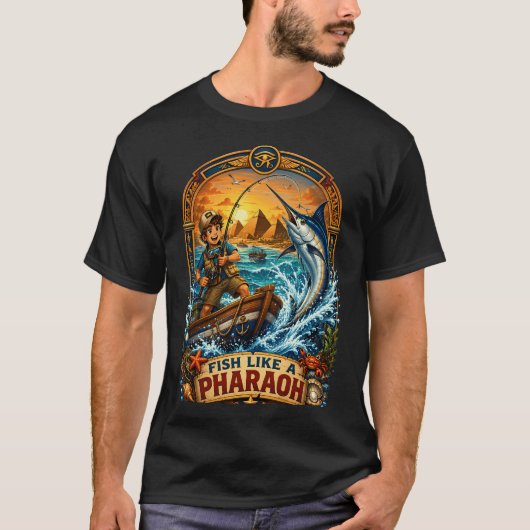 Conception de T-shirt de pêche comme un pharaon (Devant)