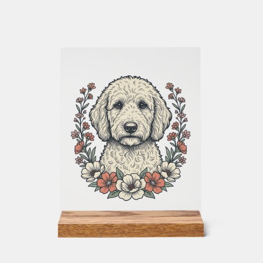 Conception de T-Shirt de Portrait de Chien Bouclé (Recto)