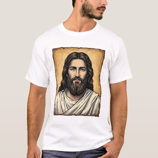 Conception de T-shirt de portrait religieux gravé (Devant)