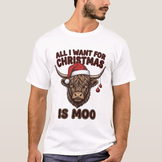 Conception de T-shirt de vache Highland drôle de N (Devant)