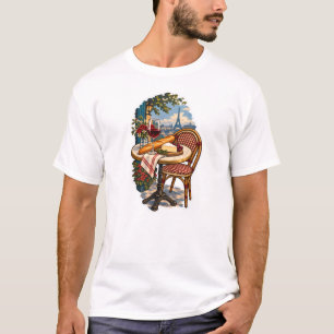 Conception de T-Shirt de vin de table de café pari