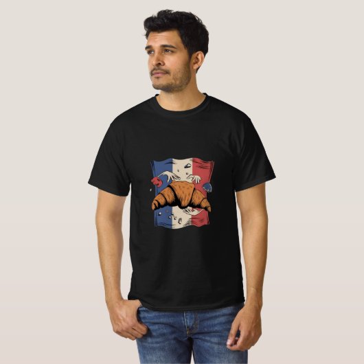 Conception de t-shirt drôle avec croissant et main (Devant entier)