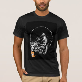 Conception de t-shirt lune noire et loup 